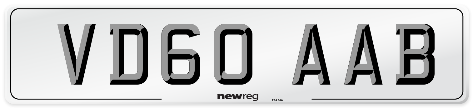 VD60 AAB Number Plate from New Reg